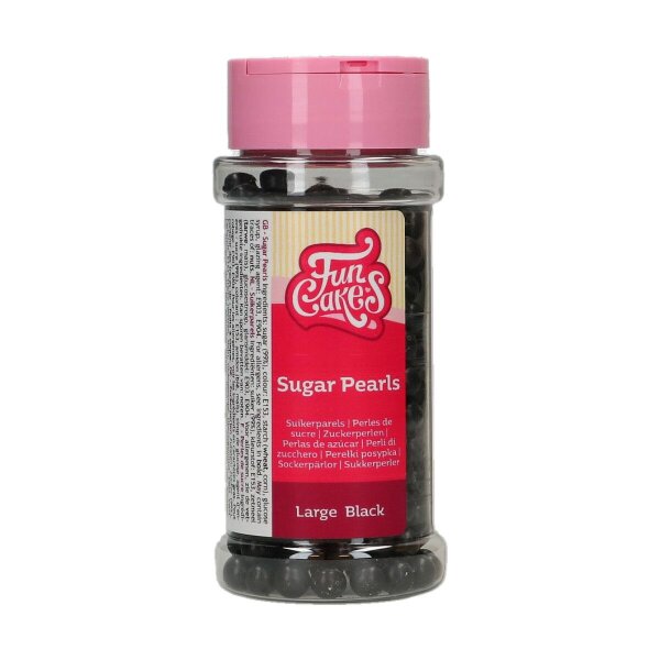 FunCakes Zuckerperlen Groß Schwarz 80 g