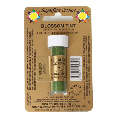 Sugarflair "Blossom Tint" - essbare Puderfarbe - Farbe: FOLIAGE GREEN 2g